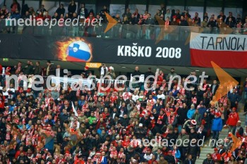 Narodni stadion Varšava, VN Poljske 2014, napis v čast zmage Tomasza Golloba na VN Slovenije 2008 v Krškem